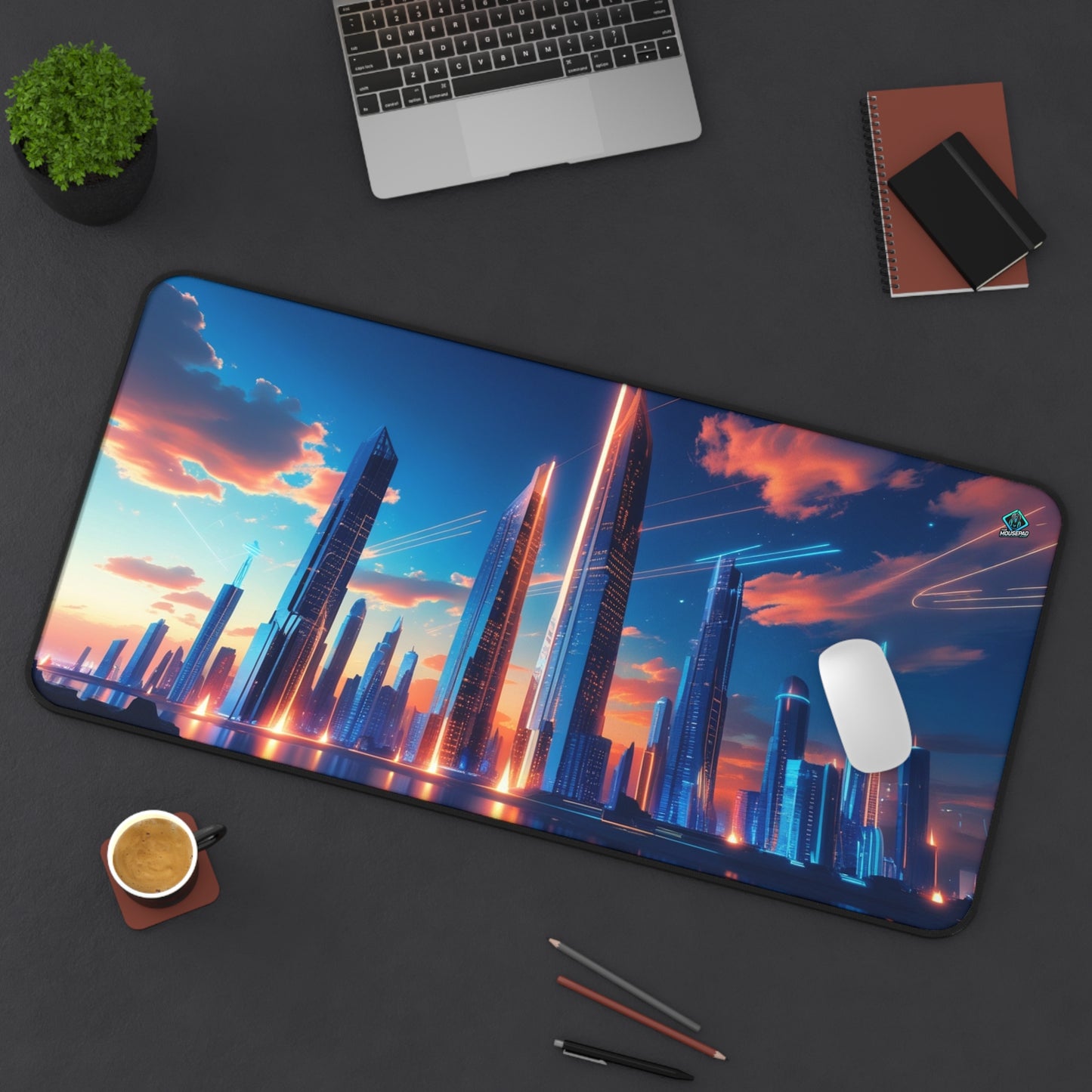 Gaming Deskmat - Neon Skyline 16" x 32" (US Version)