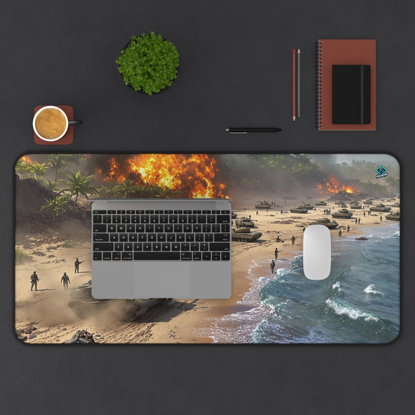 Gaming Deskmat - Beachfront Battlefield 16" x 32" (US Version)