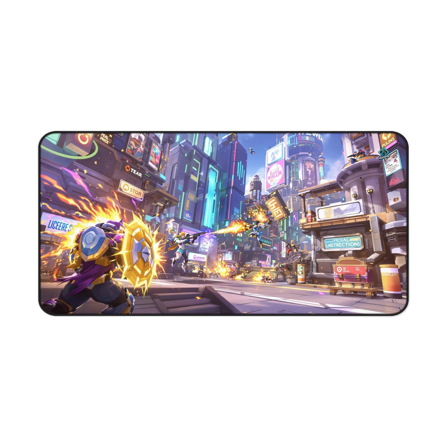 Gaming Deskmat - Neon City Battle 16" x 32" (US Version)