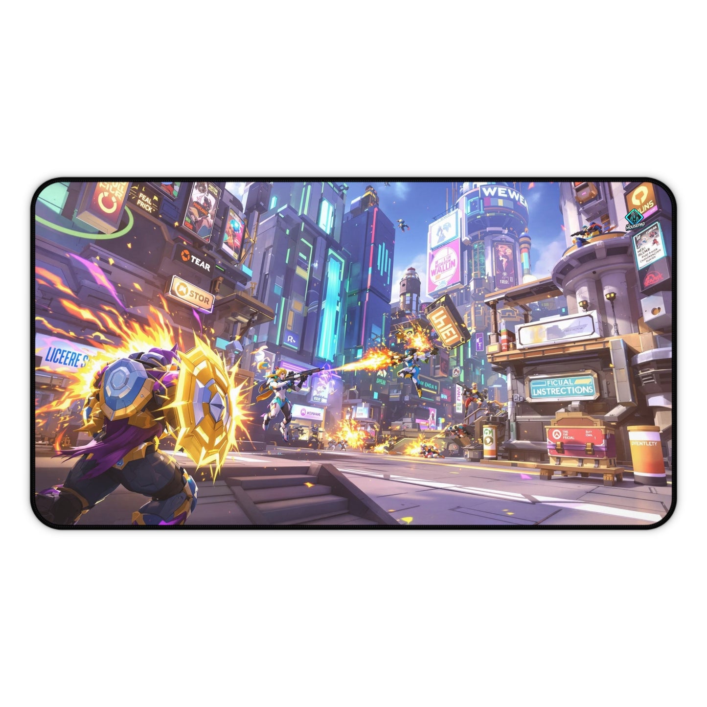 Gaming Deskmat - Neon City Battle 12" x 22" (US Version)