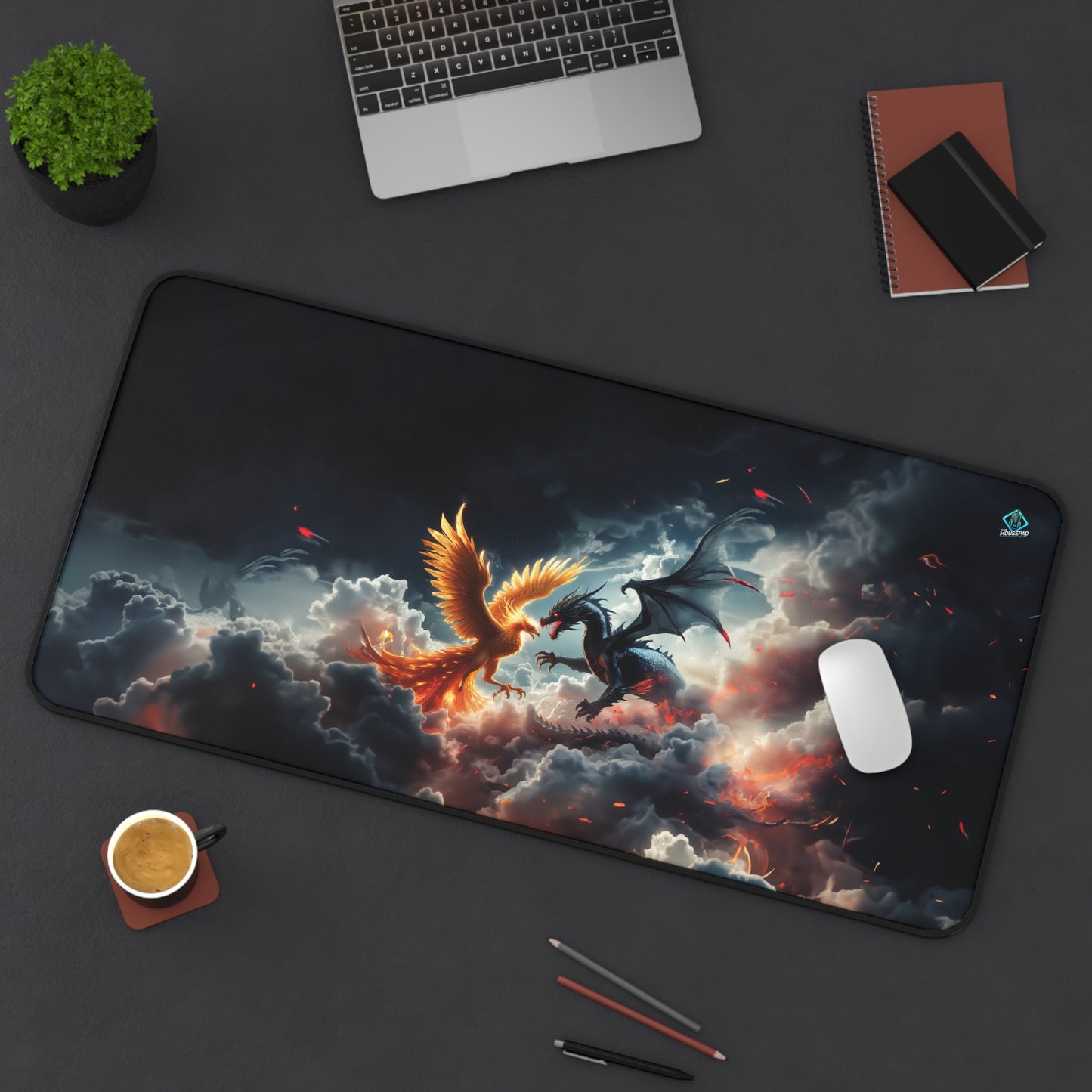 Gaming Deskmat - Phoenix vs. Dragon 16" x 32" (US Version)