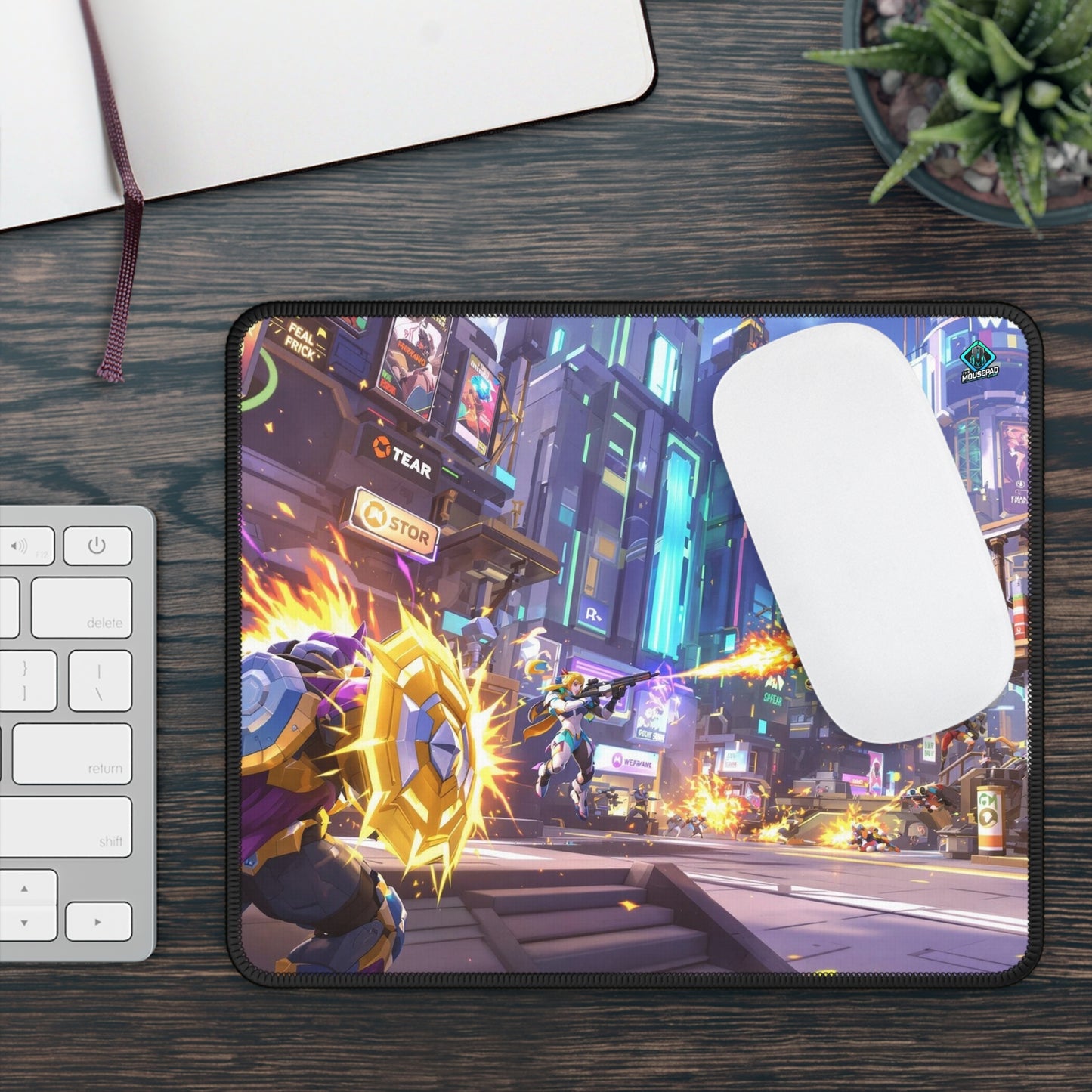 Gaming Mousepad - Neon City Battle 9" x 7" (US Version)