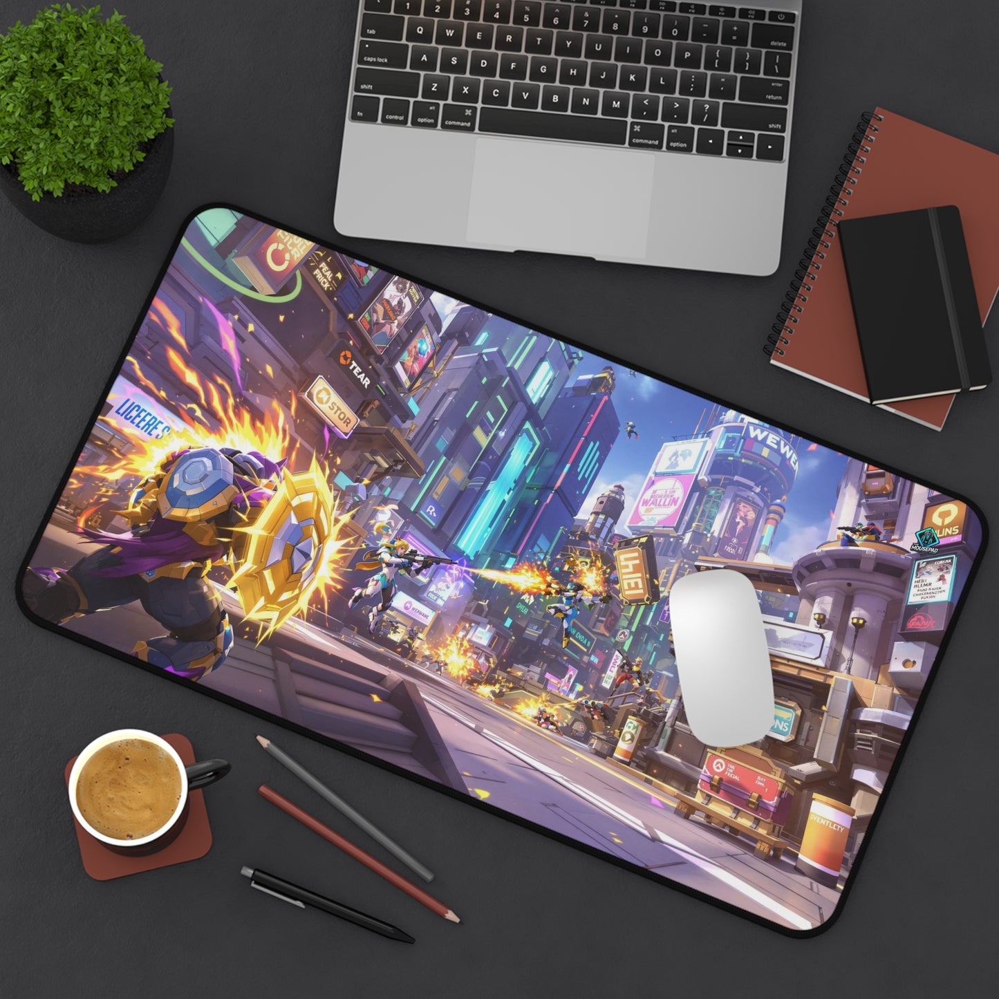 Gaming Deskmat - Neon City Battle 12" x 22" (US Version)