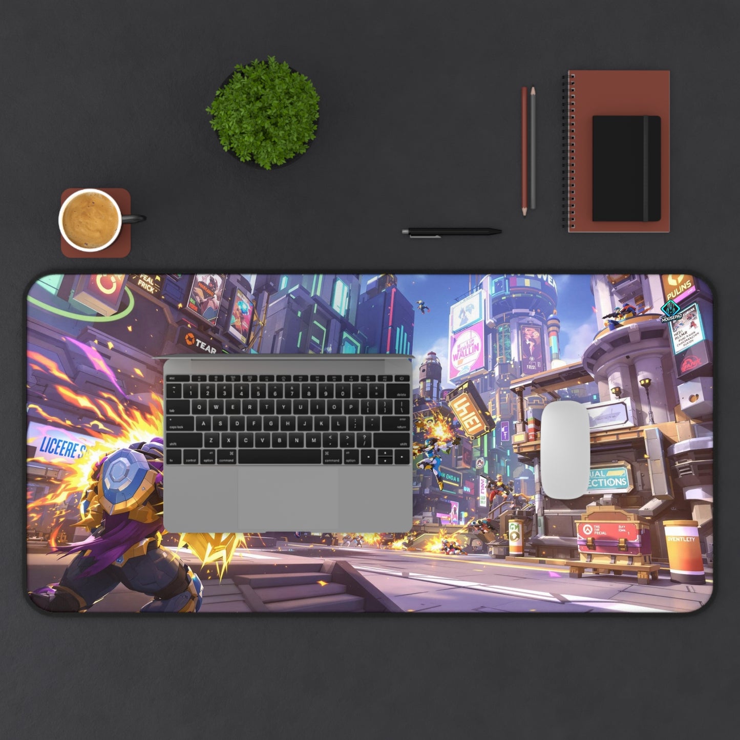 Gaming Deskmat - Neon City Battle 16" x 32" (US Version)