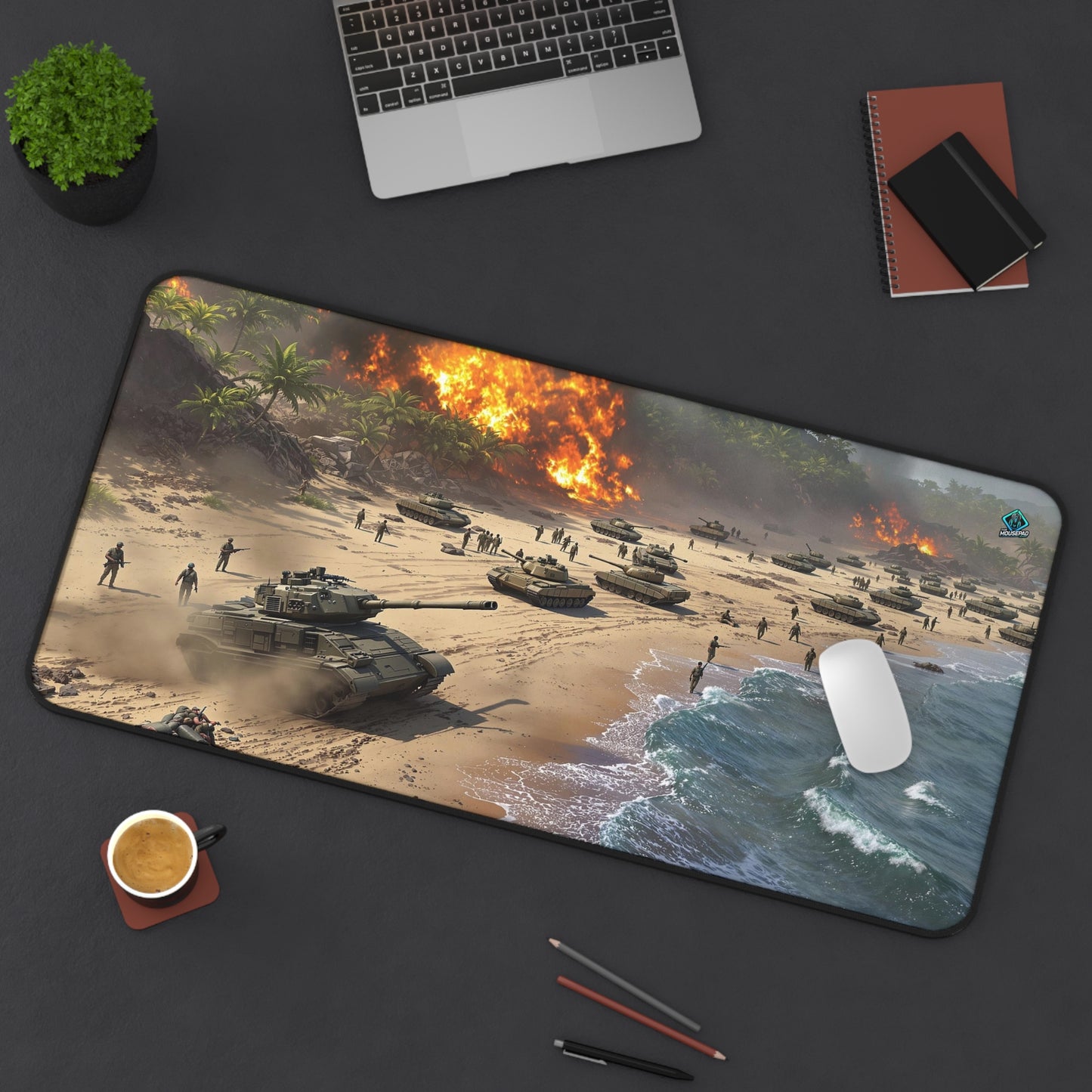 Gaming Deskmat - Beachfront Battlefield 16" x 32" (US Version)