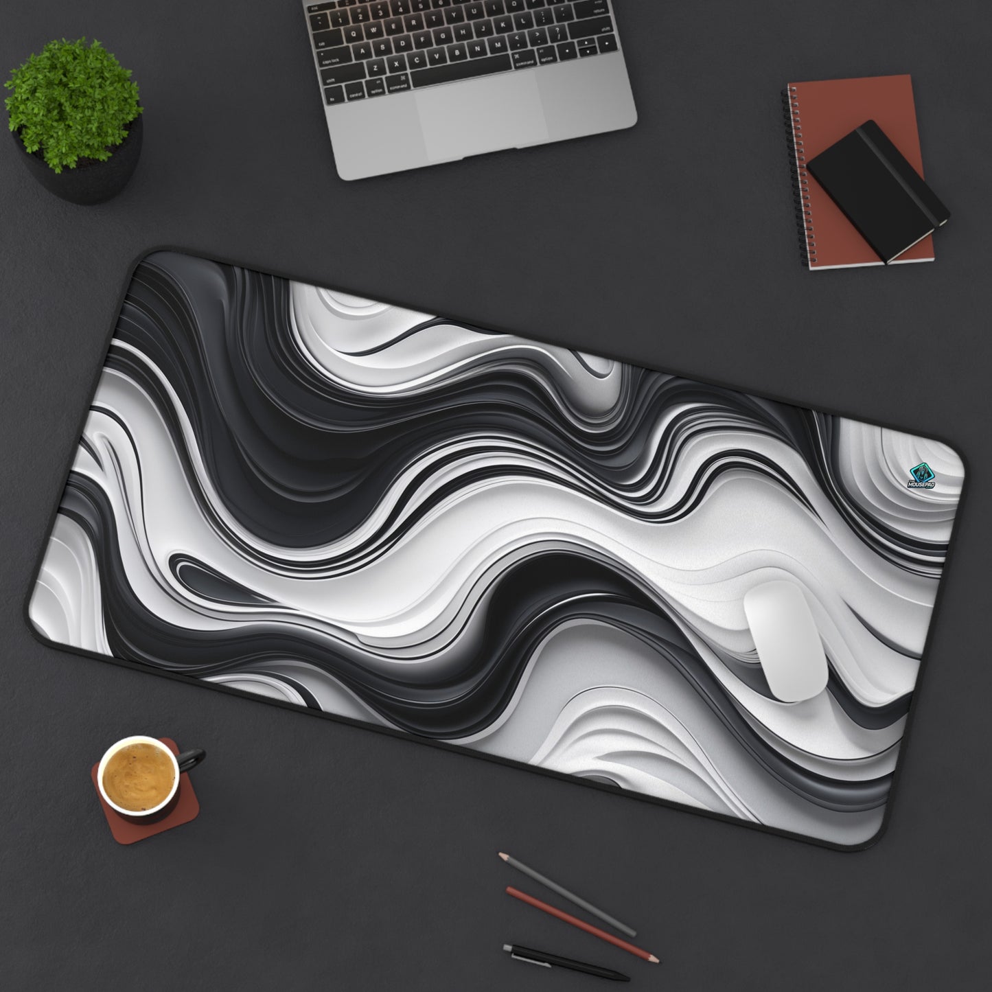 Gaming Deskmat - Monochrome Flow 16" x 32" (US Version)